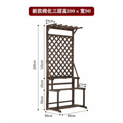 新户外阳台碳化防腐实木阶梯落地网格花盆展示花架实木多层置物促