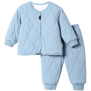 宝宝夹棉套装冬季儿童棉服婴儿分体保暖内衣加厚校服神器男童棉衣