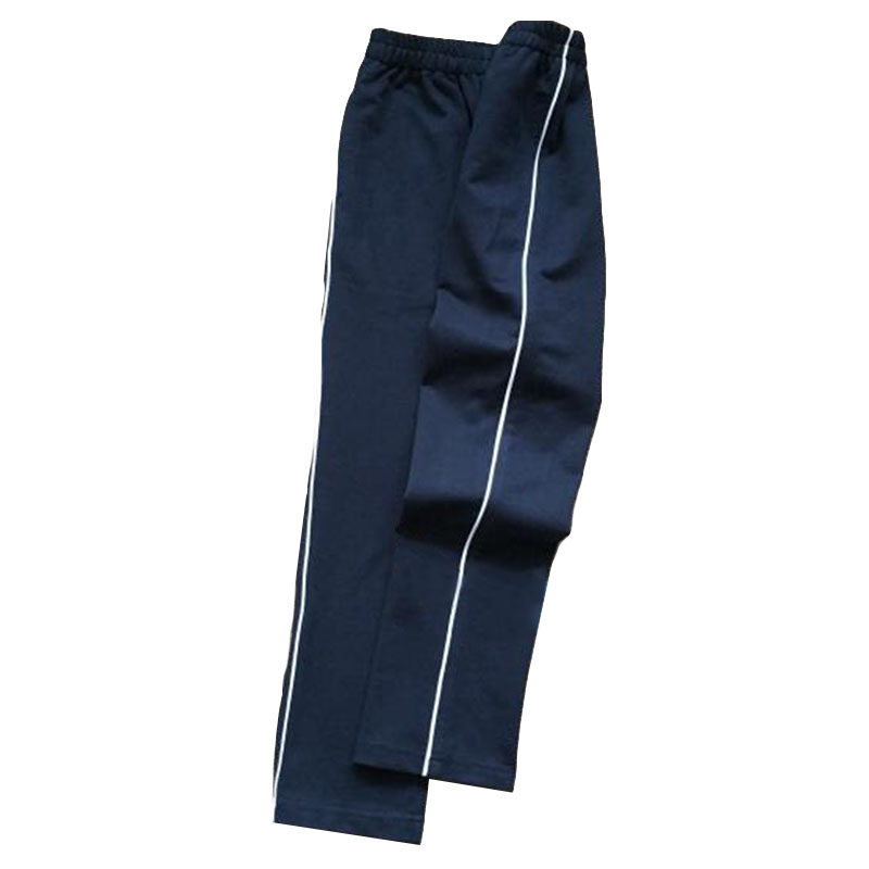 定制全棉藏青镶白细条直筒校服裤