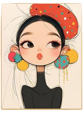 可爱俏皮女孩装饰画多巴胺卡通