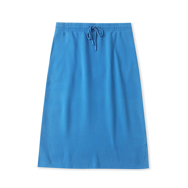 棉混纺加绒半身裙 秋冬新款外贸女装松紧腰双口袋包臀中长裙34859