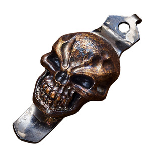 美国STRIDER挺进者正品手工合作款钢火背夹DDC通用古铜风骷髅银制