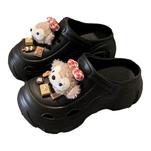 EVA洞洞鞋女网红夏季外穿新款DIY厚底增高沙滩休闲防滑包头凉拖鞋