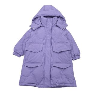 Lovi家韩系时尚保暖加厚女童90白鸭绒中长款羽绒服冬季洋气外套