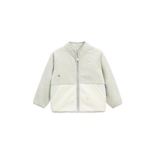 whitewheat儿童2025秋季新款上衣女童爱心双面摇粒绒男宝百搭外套