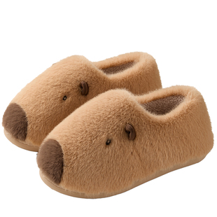 暖之缘卡皮巴拉包跟棉拖鞋女冬季保暖加绒加厚卡通可爱毛毛棉鞋男