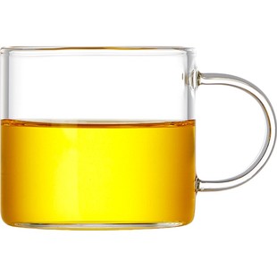绿昌明玻璃带把小茶杯家用主人杯单杯透明品茗杯功夫茶具配件茶碗