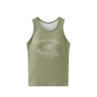 SW速惟自带胸垫背心女外穿一体式美式复古无袖上衣内搭2025秋新款