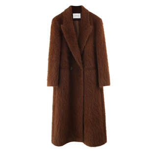 CHIIYEAR池也 安哥拉兔绒长毛西装大衣女正肩时髦复古长款外套
