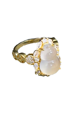 金钱葫芦仿玉髓镶钻戒指女福禄