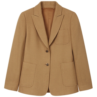 曼德诗绵羊毛混纺气质外套