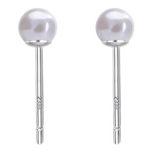 施家迷你正圆珍珠耳钉999纯银耳钉女睡觉免摘真多麻灰澳白小耳环