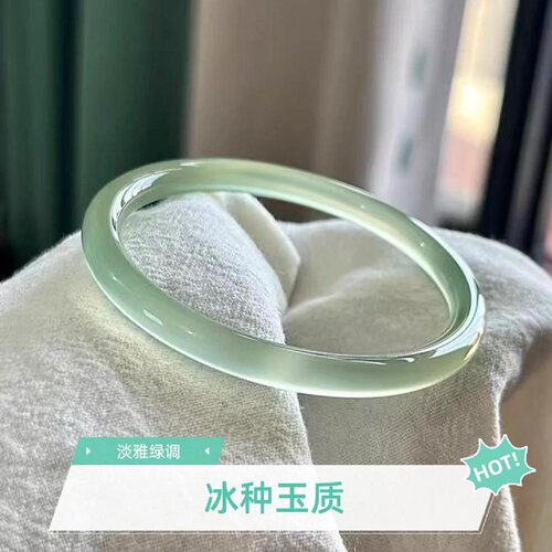 天然玛瑙手镯油青色玉髓镯子叮当镯6mm细圆条高冰种冰透手镯礼物