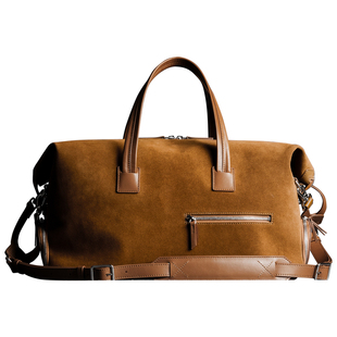 吉卡尼  绒面麂皮风旅行袋男真皮手工大容量可登机手提包单肩斜挎