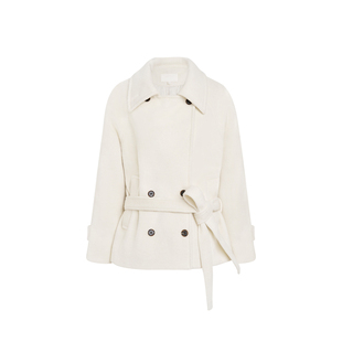 Kroche 绒化入冬 羊毛混纺 翻领落肩袖宽腰带廓形毛呢外套