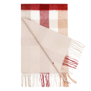 MARJAKURKI玛丽亚古琦红色格子围巾女冬季双面羊毛羊绒围巾高级感