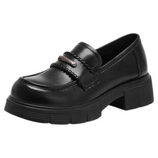 星期六厚底乐福鞋女2025新款秋季不累脚通勤单鞋复古jk黑色小皮鞋