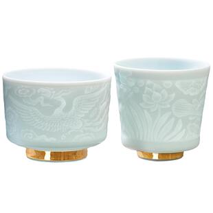 华光国瓷景瓷景德镇浮雕影青功夫茶杯主人杯青白瓷单杯专用畅怀杯