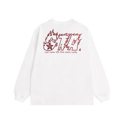 STA旗舰店美式火焰字母长袖男女潮牌复古重磅纯棉宽松情侣卫衣