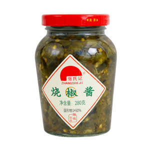 张氏记烧椒酱280g*4瓶农家风味蒜蓉辣椒酱拌面拌饭酱青椒酱剁椒酱