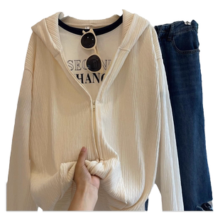 防晒衣女夏季2026年新款连帽薄款外套宽松防紫外线防晒服开衫上衣