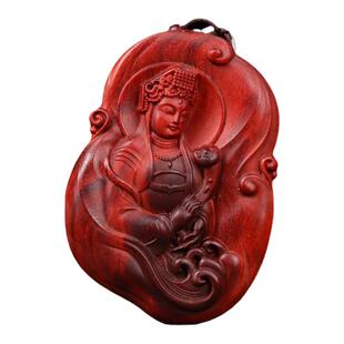 小叶紫檀木妈祖吊坠护身符项链红木挂件男女款海神天后娘娘平安牌