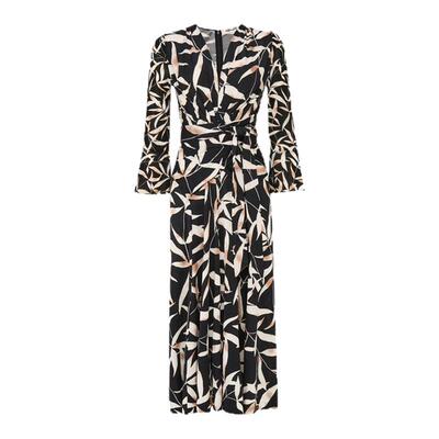 [新品首降]DVF2026春夏新款V领流光月桂叶印花收腰裹身裙DW1U017