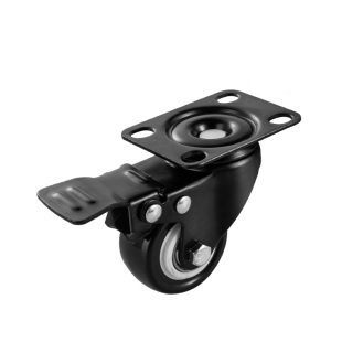 脚轮子螺丝刹车1.5寸2寸3黑色4鞋柜家具沙发聚氨酯货架静音万向轮