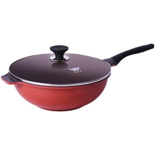 潮菜大师同款翁得福韩国进口不粘锅平底少油烟炒锅32cm含玻璃盖