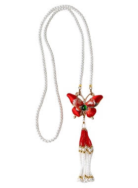 手工宋锦吊坠珍珠项链新年礼物