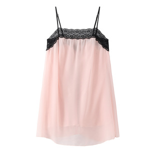 NoirTease夏季薄款【超柔软】丝质睡裙女性感蕾丝吊带睡衣家居服