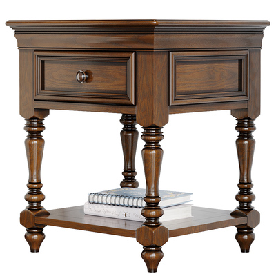 美式实木白蜡木水性漆边几胡桃色