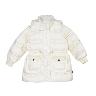 jojo童装女童冬季新款连帽羽绒服中大童加厚保暖收腰洋气外套甜美