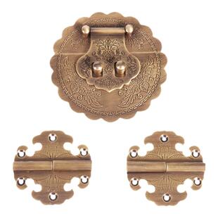 中式仿古樟木箱子纯铜套件拉手包角老式铜箱扣搭扣箱子五金铜配件