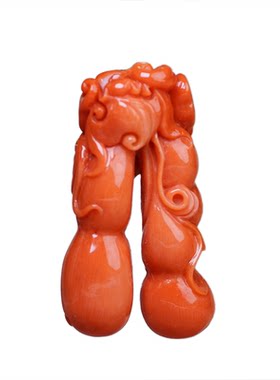如一珊台湾天然momo红珊瑚挂件