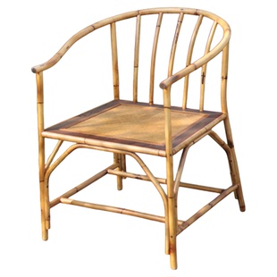 赋石工坊大漆竹藤带扶手圈椅明式仿古家具休闲靠背茶椅主人椅客椅