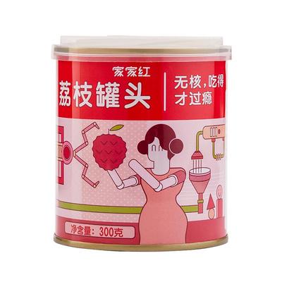 家家红荔枝新鲜300g*6水果罐头