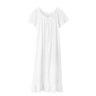 芬腾短袖睡衣女夏季纯棉短款睡裙公主风性感夏天法式白色连衣裙子