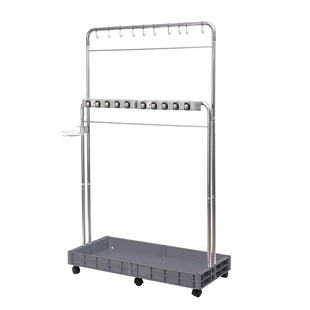 家校帮双排不锈钢可移动拖把架子落地式卫生工具收纳架拖布架挂钩