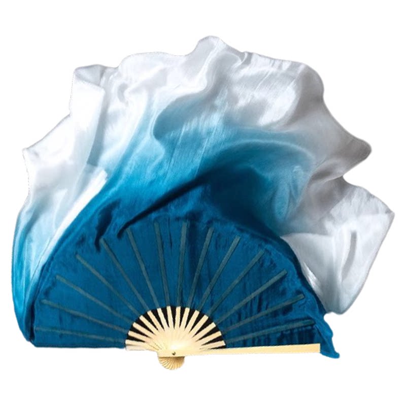一条大河舞蹈扇子真丝墨蓝渐变古典舞水墨国风跳舞扇子表演出道具
