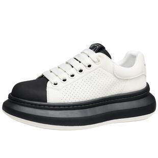 马克华菲男鞋2026新款冬季透气增高男士休闲鞋子男黑白软底板鞋男