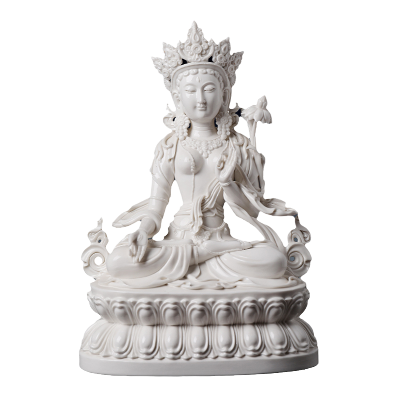 戴玉堂陶瓷摆件《白度母上釉》郑金星德化白瓷藏传佛像家居饰品