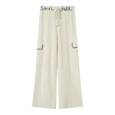 MICartsy字母刺绣针织长裤