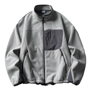 BREAK MIX户外轻量化徒步针织夹克男潮牌秋冬撞色保暖摇粒绒外套