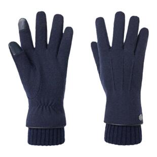 ELLE HOMME羊毛手套男士秋冬季户外保暖开车针织筒口加绒加厚触屏