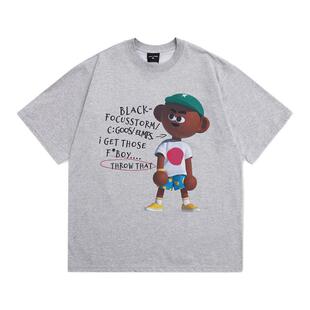 98SQUID 美式嘻哈趣味卡通印花短袖250g男女宽松小众休闲半袖T恤