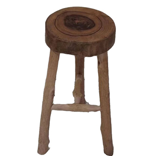 实木三脚高凳置物架民宿装饰侘寂风客厅复古边几阳台小花架香樟木