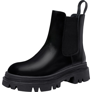 色非黑色英伦风女款切尔西靴子2025新款厚底皮靴中筒靴短靴D558I