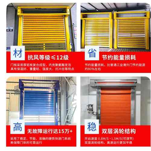 涡轮硬质快速门抗风保温电动卷帘门车间感应卷闸门车库铝合金硬质