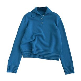 重磅压轴款 高克重soffio山羊绒 老钱风LP半开襟翻领针织衫毛衣女